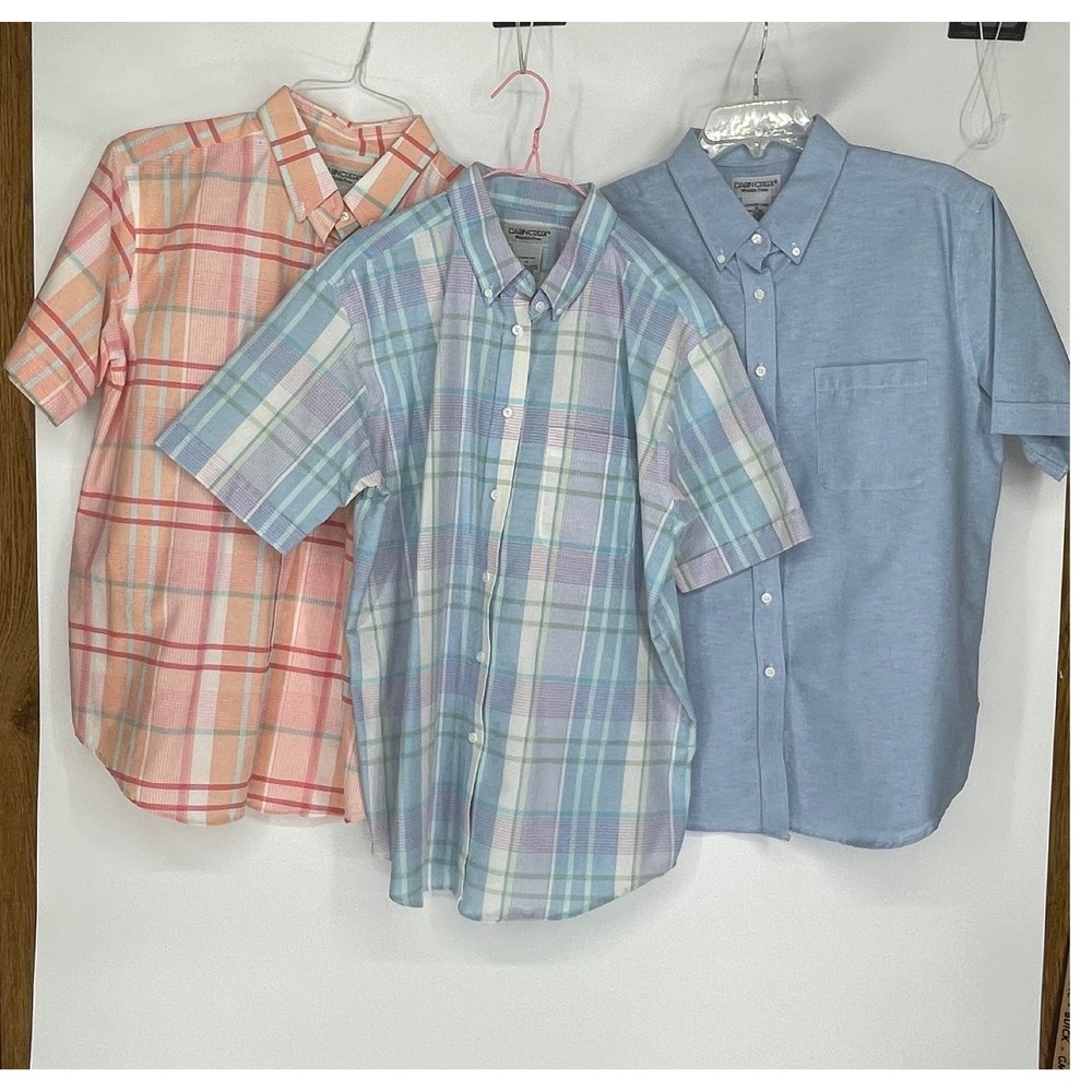 Cabin Creek Women Lot of 3 Shirts 14 Button Down Multi Color Plaid Wrinkle Free